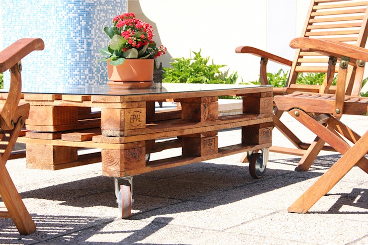 Masa cu paleti MULHACEN.  120x80cm, 2 inaltimi Mobilier ECOdECO Gradini in stil rustic Mobilier