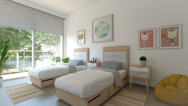 Dormitor copii Pacheco & Asociados Dormitoare copii stil modern dormitor fete, dormitor baieti, iluminat natural